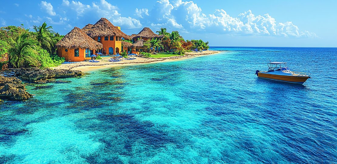 Ambergris Caye Belize top view realistic photo beautifl place